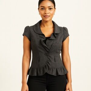 BYER Short Sleeve Blazer Size M Puff Shoulder Academia Old Money Classy Vintage